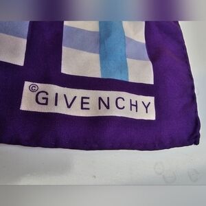 Givenchy Silk Scarf Purple White Blue Gingham